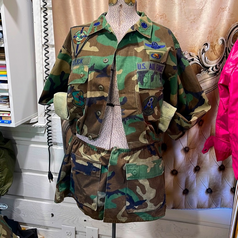 Custom made camo skirt and jacket
